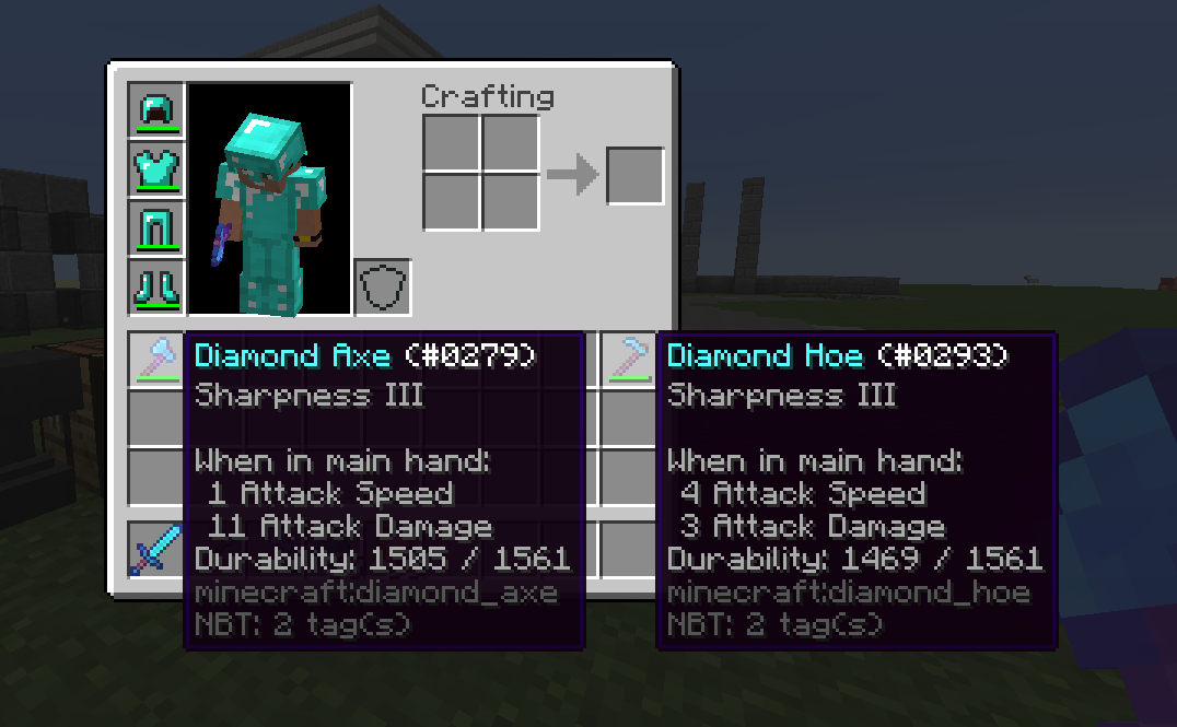 Diamond sword dmg vs axe mi